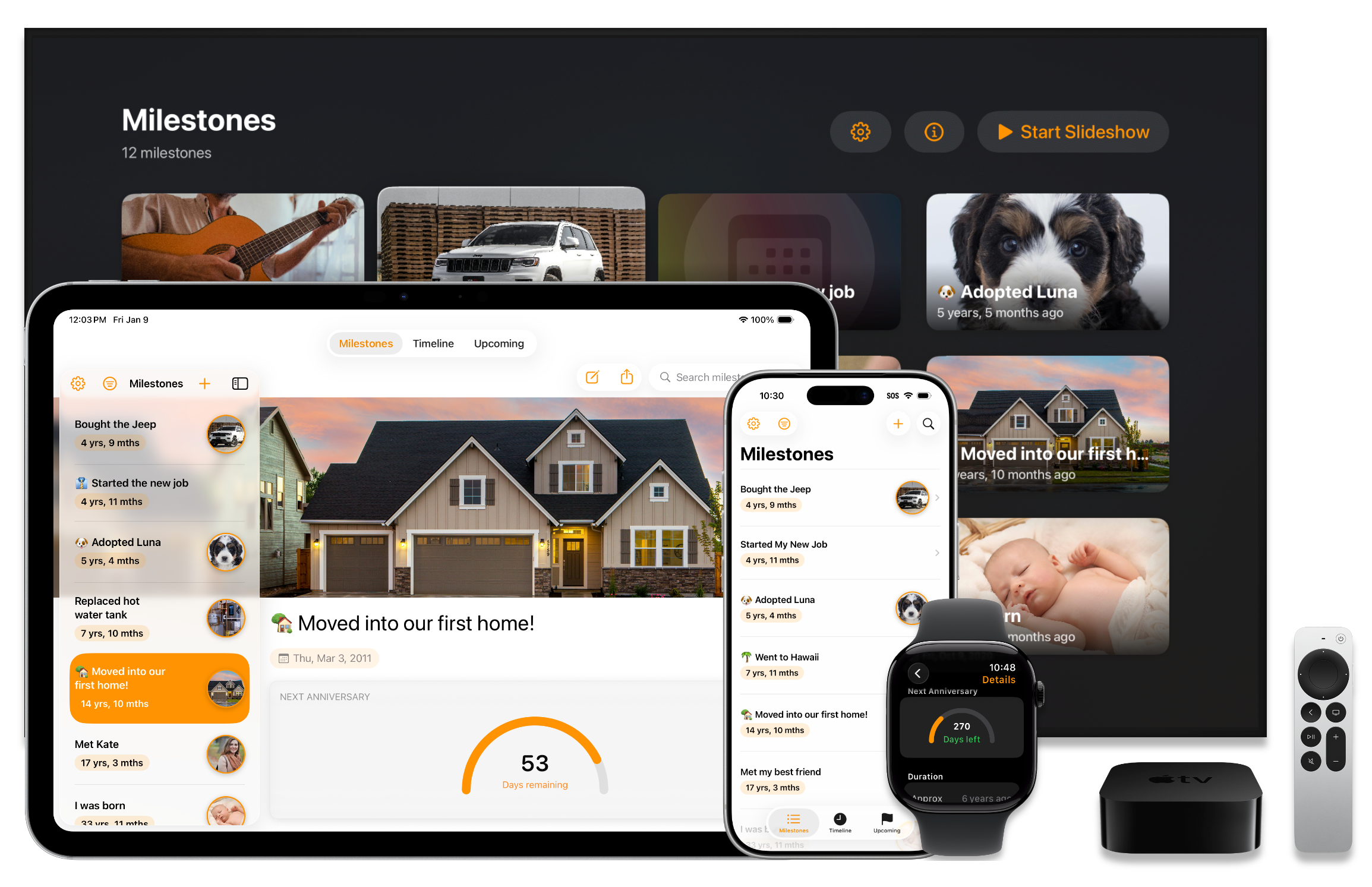 Milestones App Screenshot